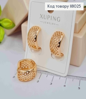 Сережки кільця "Ажурні", ширина 9мм, діаметр 1,7см, Xuping 18K 118025 фото