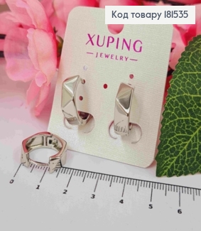 Серьги кольца широкие граненные, ширина 5,5мм, диаметр 1,8см, Xuping 181535 фото
