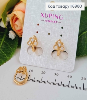 Серьги кольца 9мм, с цветочком на листике, Xuping 18K 116980 фото