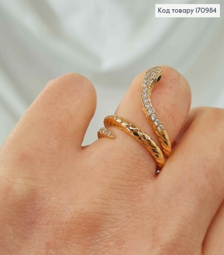 Кольцо Змейка, фактурный в камнях, Xuping 18K 170984 фото 2
