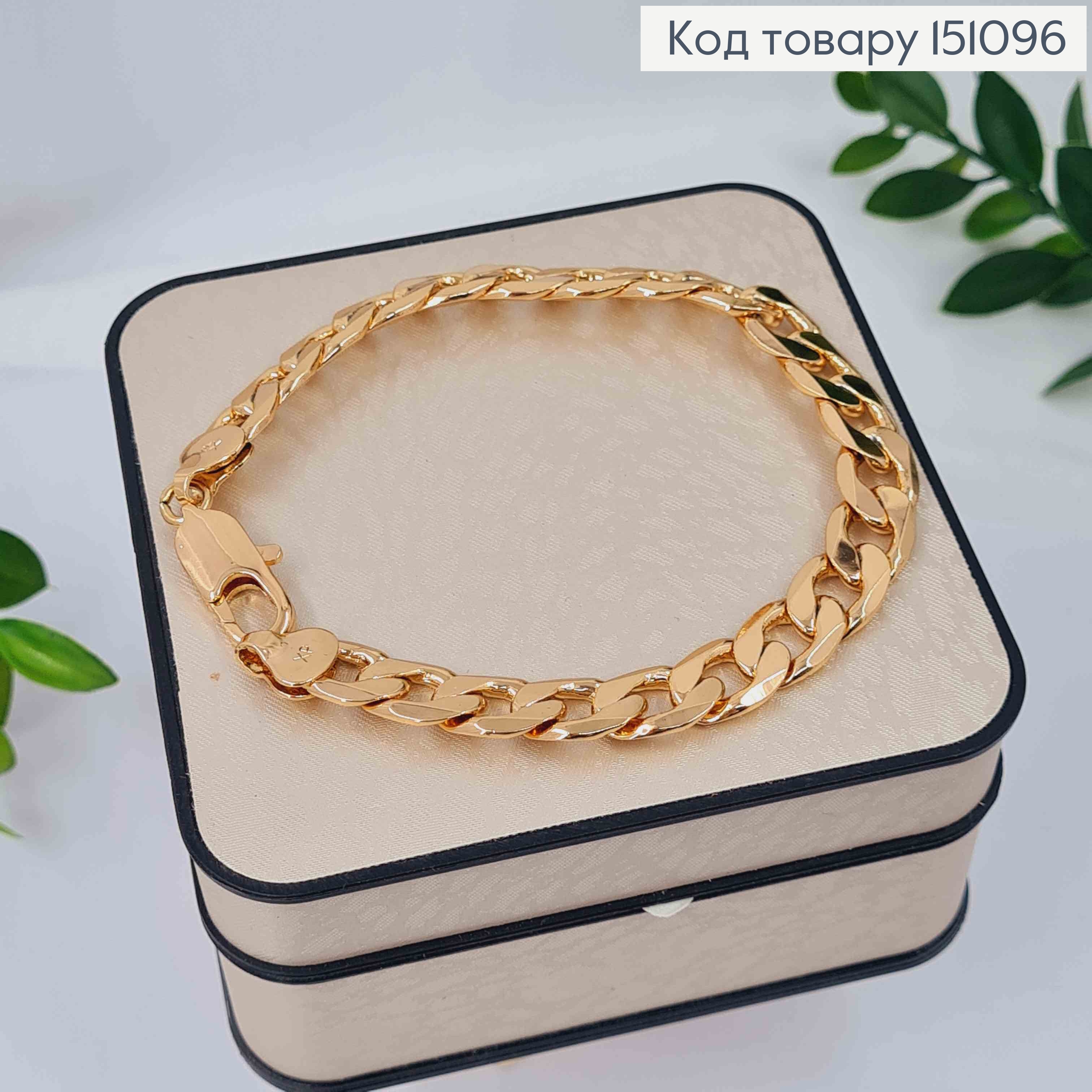 Браслет ПАНЦИРНОЕ плетение, длина 21см, ширина 9мм, Xuping 18K 151096 фото 1