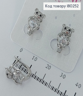 Серьги ведмежонки с цыркончиком родированые медзолото Xuping 180252 фото