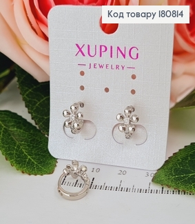 Сережки родированые кольца Цветочек, 1*0,8см, Xuping 180814 фото