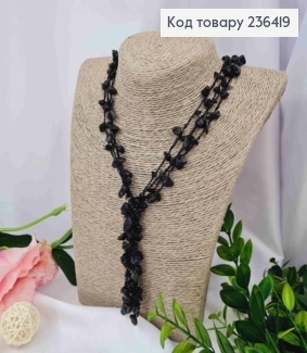 Бижутерия на шею с Фигурными камешками, 70+7см, Черного цвета, Fashion Jewelry 236419 фото