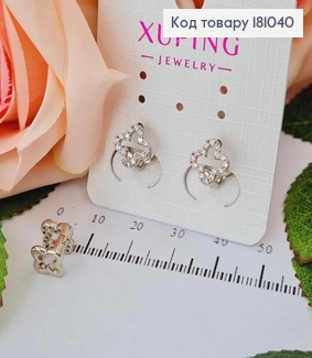Серьги кольца, четырехлистник в камнях, 1см, Xuping 181040 фото