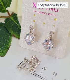 Сережки з великим камнем (англійська застібка) родовані Xuping 180580 фото
