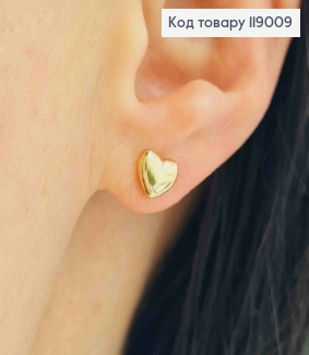 Сережки- гвіздки Серце маленьке об"ємне (розмір 0,6*0,6см) ,Xuping 18K 119009 фото