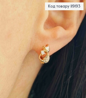 Серьги кольца "Котик" с Блестящими камешками, (0,9см), диаметр 1,1см, Xuping 18K 119193 фото