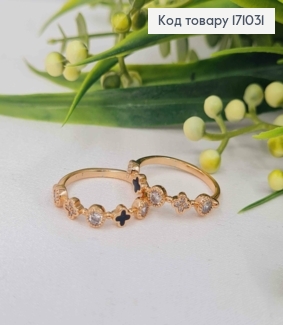 Перстень "Van Cleef" з Чорною емаллю та камінчиками, Xuping 18К 171031 фото