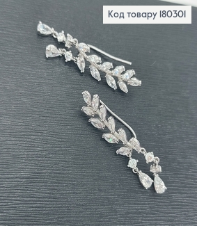 Серьги гвозди веточка с камнями родироване медзолото Xuping 180301 фото