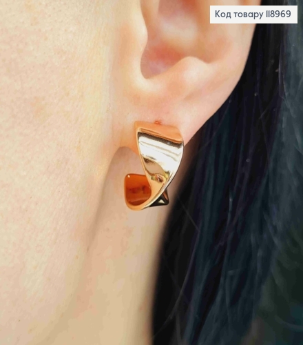Серьги гвоздики "Песочные Часы", длина 1,5см, Xuping 18K 118969 фото 2