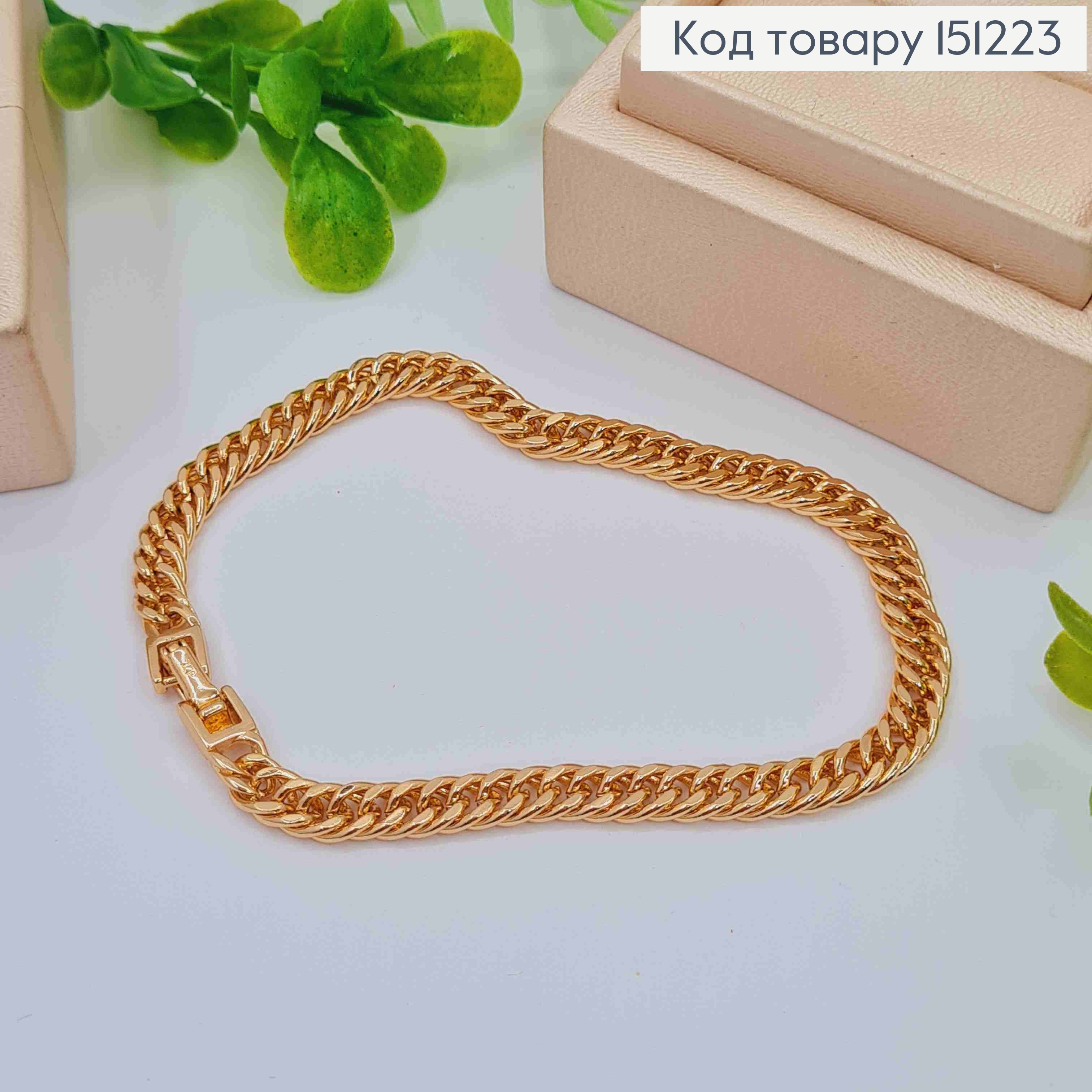 Браслет ПАНЦИРНОЕ ПЛЕТЕНИЕ, ширина 5мм, длина 20см, Xuping 18K 151223 фото 2