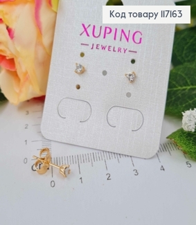 Сережки  гвіздки  камінець 0,3см (трикутна оправа) Xuping 18K 117163 фото