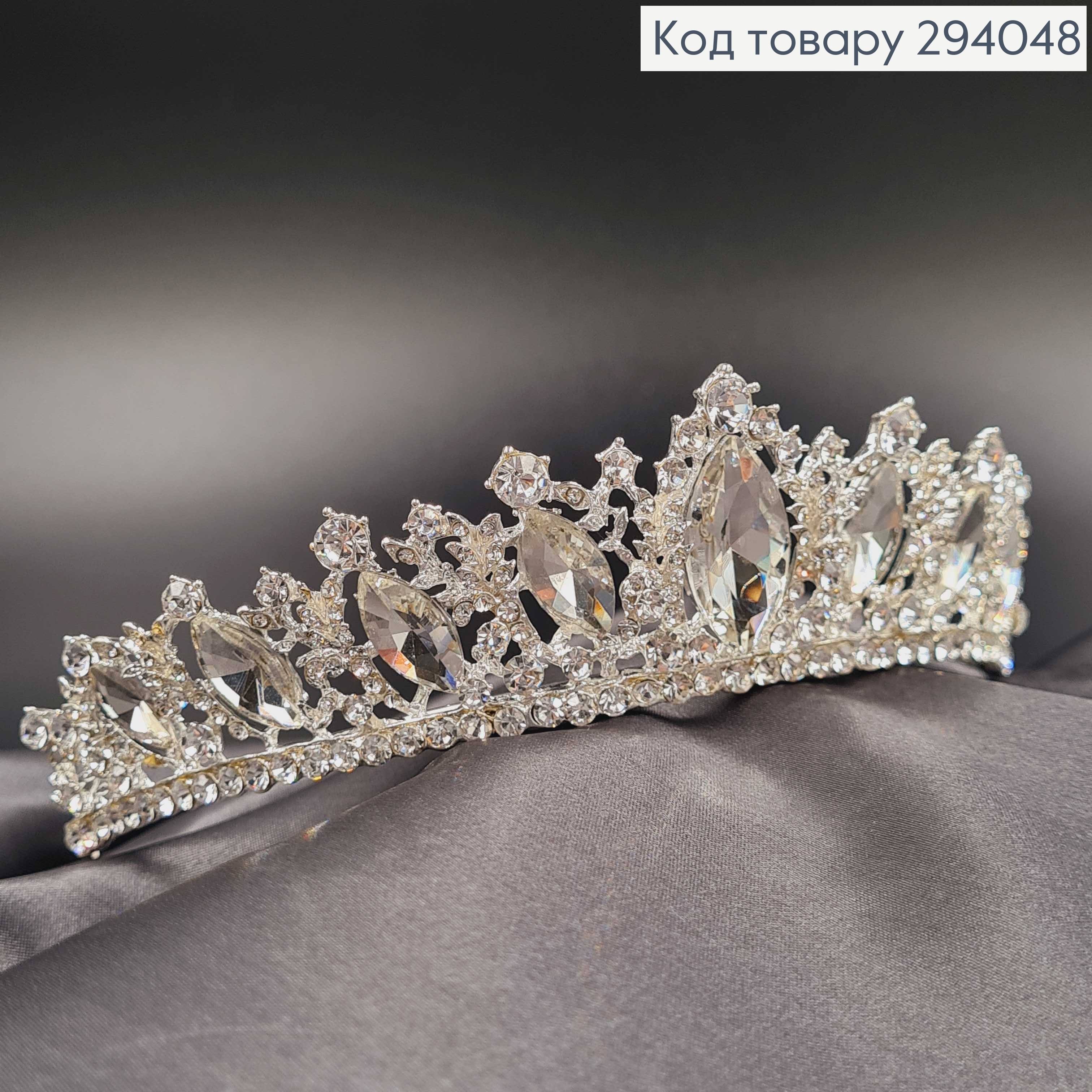 Тиара под серебро "Веточка" с цирконием 294048 фото 1