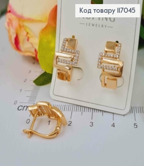 Серьги, Лабиринт пластинками, с камешками, 1,8см, англ. зам. Xuping 18K 117045 фото