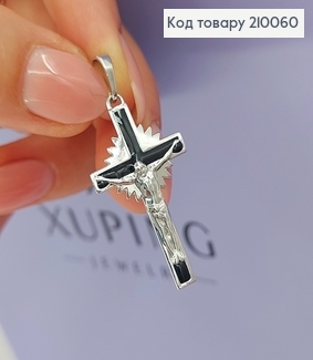 Хрестик з розп'яттям 1,8х3,3 см родіроване   медзолото Xuping  210060 фото
