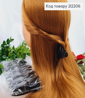 Краб пластик 6см, ЧОРНИЙ глянцевий з вирізаними квіточками, 212206 фото