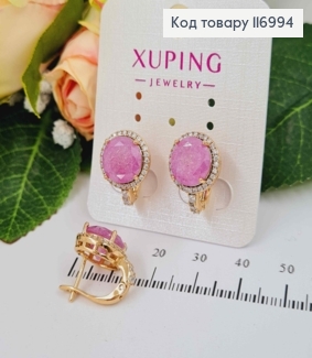 Серьги, "Небесный глаз" с камнем Розового цвета, 1,5см. англ. зам, Xuping 18К 116994 фото