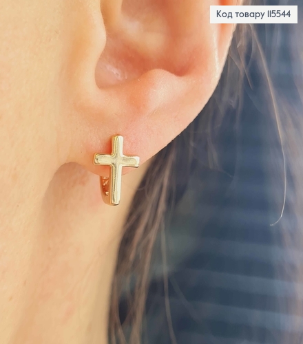 Сережки кільця 1см., з хрестиками 1см, Xuping 18K 115544 фото 2