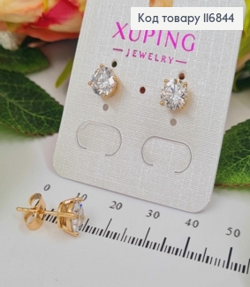 Серьги гвоздики, с Белым камешком, 7мм, Xuping 18K 116844 фото