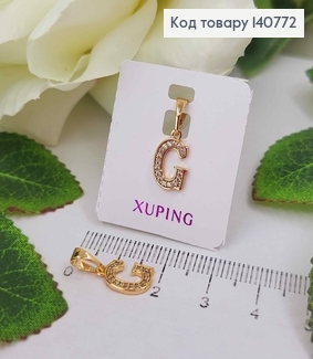 Кулон, Буква "G" в камешках, 1см, Xuping 18K 140772 фото