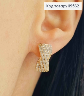 Серьги "Грейс" украшены Блестящими камешками, длина 1,6см, английская застежка, Xuping 18K 119562 фото