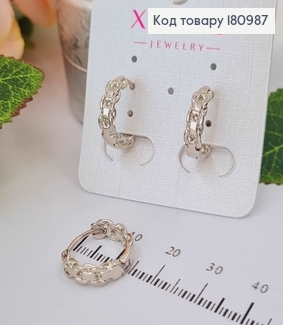Серьги кольца родованные, с цепочкой, 1,7см Xuping 180987 фото