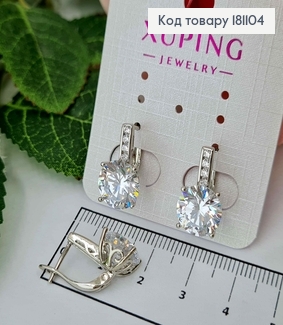Серьги родованные, "Кант" с большим камешком, 1,5см, англ. зам. Xuping 181104 фото