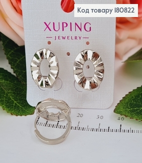Сережки родированые кольца Объемный круг, 1,5*1,2см,  Xuping 180822 фото