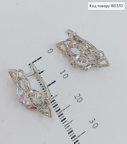 Серьги Символ бесконечности с камнями родированным   Xuping 180370 фото 2