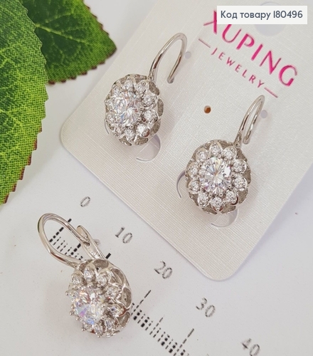 СЕрьги родированные 2,5*1,,4см Цветочек с камнями  Xuping   180496 фото 3