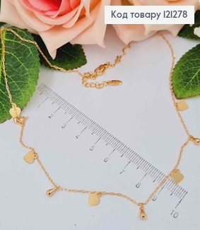 Ланцюжок  1мм,довжина 45+3см, "СЕРДЕЧКА", Xuping 18K 121278 фото