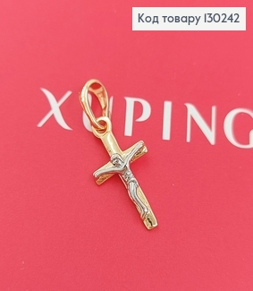 Хрестик з розп'яттям та родієм 0,9 х1,6см медзолото Xuping 18K 130242 фото