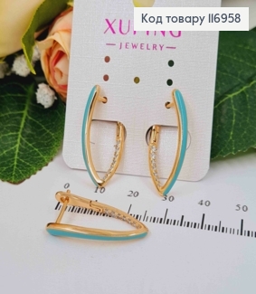 Сережки стріли, з Бірюзовою емаллю та камінцями, 2,5см, англ. заст. Xuping 18K 116958 фото