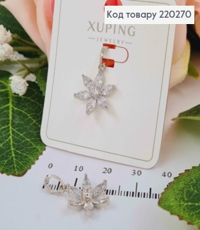 Кулон родованный, цветок Лотоса, из камней, 1,5см, Xuping 220270 фото