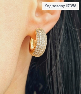 Серьги кольца 1,5см, в белых камнях, шир. 1см, Xuping 18K 117058 фото