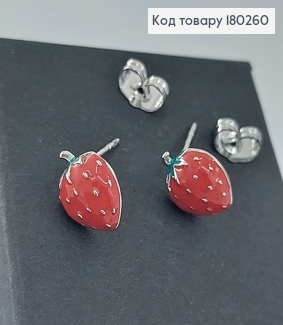 Серьги гвоздики клубничка  родированые медзолото Xuping  180260 фото