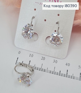 Сережки  з великим камнем 0,9 см родоване медзолото Xuping 180390 фото