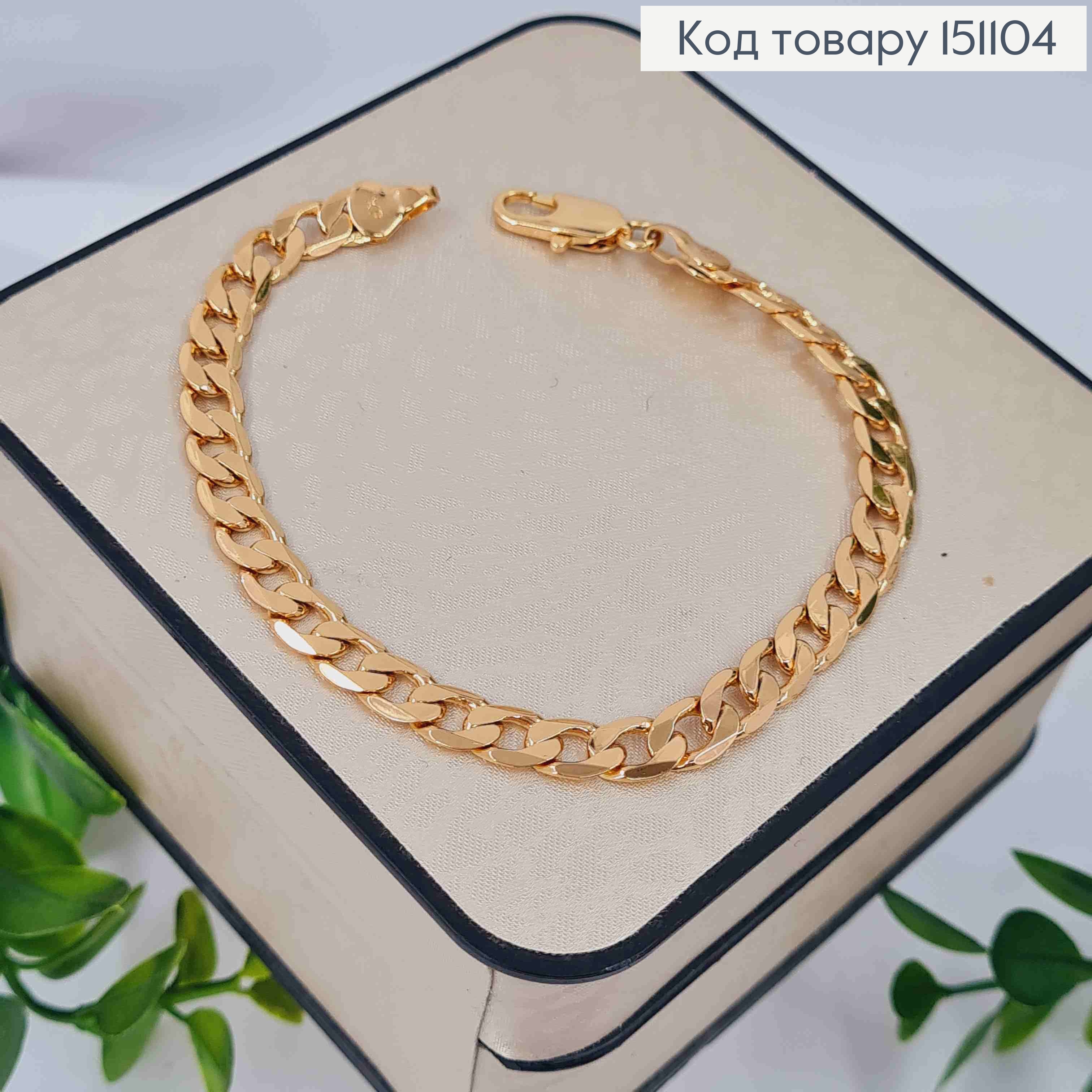 Браслет ПАНЦИРНОЕ плетение, длина 19см, ширина 6мм, Xuping 18K 151104 фото 1