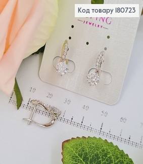 Сережки родированые "Комета" с камнями (англ.застежка), 1,7*0,5см, Xuping 180723 фото