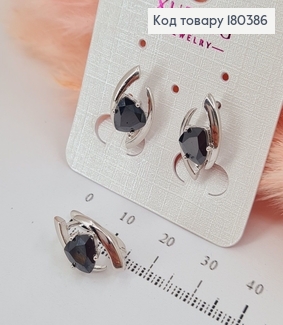 Сережки з чорним камнем  родоване медзолото Xuping 180386 фото