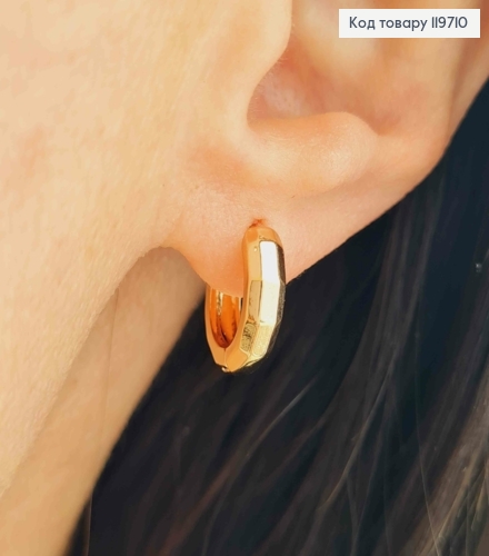 Серьги кольца "Граненые", ширина 0,4см, диаметр 1,4см, Xuping 18К 119710 фото 2
