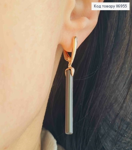 Сережки з Чорною підвіскою, 4,5см, англ.заст.  Xuping 18K 116955 фото 3
