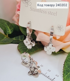 Сережки родованые Van Cleef 3цветка, 2,7*1,2см Stainless Steel 240202 фото