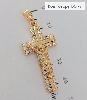 Хрестик  в камінцях з розп'яттям 3,8х2см  Xuping 18K 130177 фото