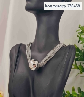 Бижутерия на шею БУСИНКА на цепочках, 37+6см, Серебряного цвета, Fashion Hand Made 236438 фото