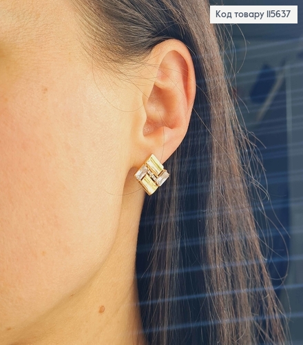 Сережки "Ріальто" 1,3см, з камінцями, Xuping 18K 115637 фото 2