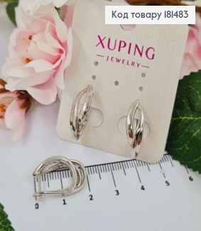 Серьги рождённые Дуги с изгенами, длина 2см, англ. застежка, Xuping 181483 фото