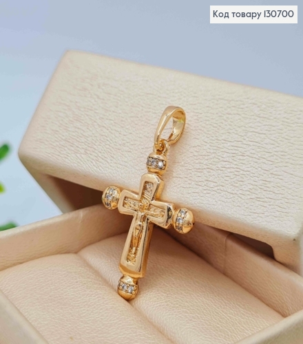 Крестик с распятием и камешками на кончиках, размер 2,5*1,7см Xuping 18K 130700 фото 2