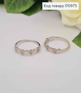 Кольцо родованное, с сердечками и камнями, Xuping 18K 170973 фото